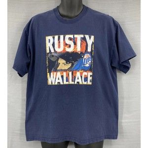 Vintage Rusty Wallace Miller Lite NASCAR Double Sided T-Shirt Mens XL